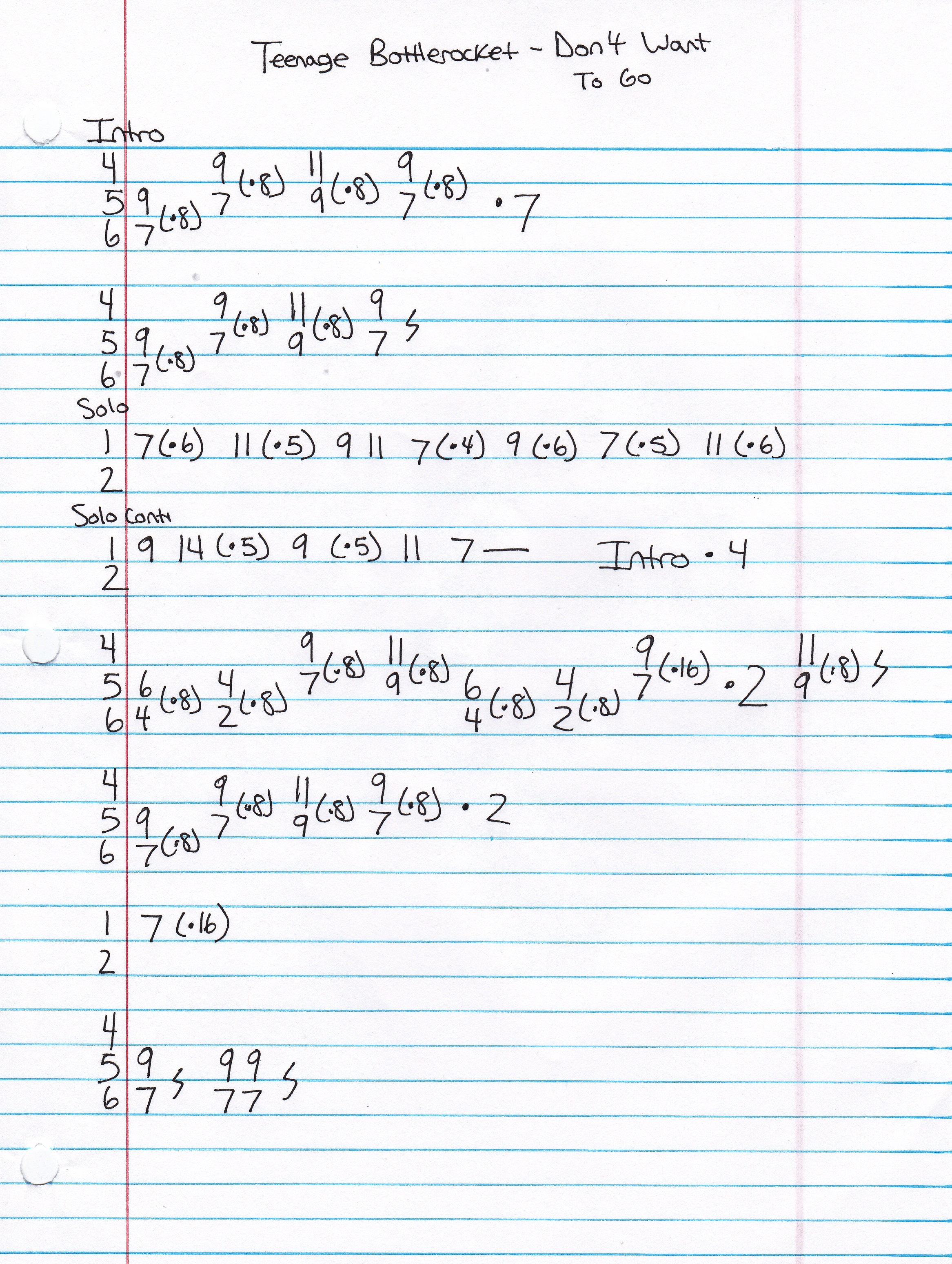 High quality guitar tab for Don't Want To Go by Teenage Bottlerocket off of the album They Came From The Shadows. ***Complete and accurate guitar tab!***